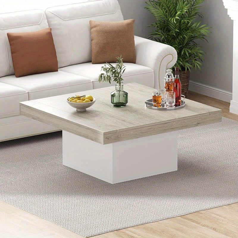 35 Inch Modern Square Coffee Table with White Top & Metal Frame - Heavy-Duty Low-Maintenance Surface