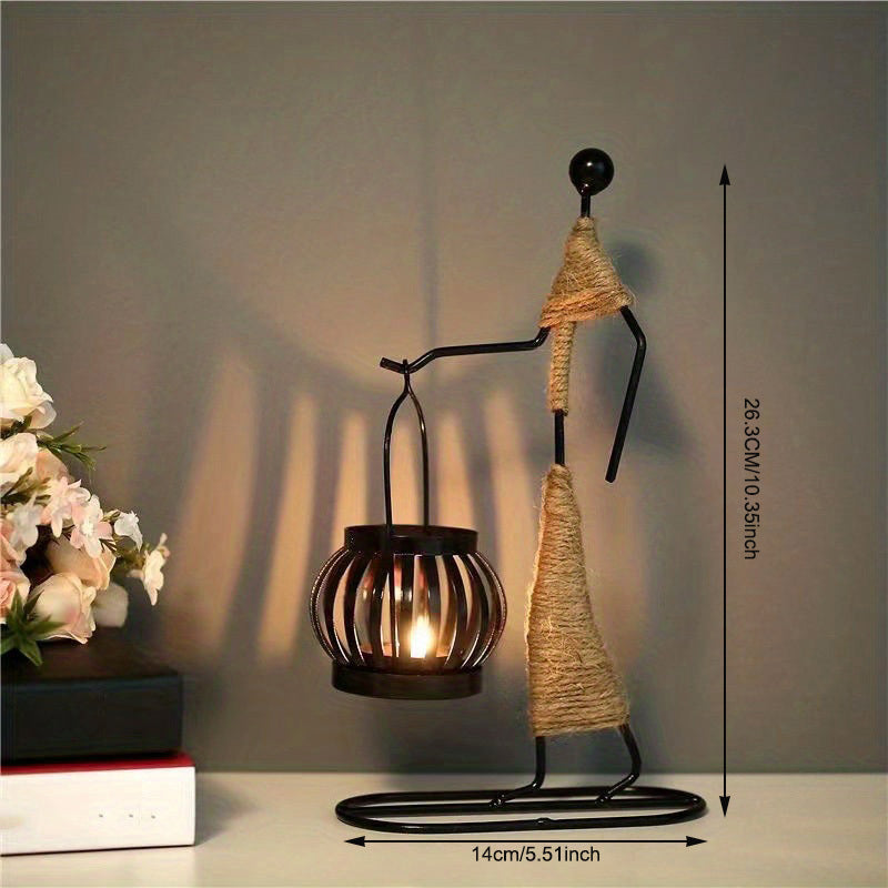 1pc Metal Shaped Candle Holder With A Lady Character Design, Christmas Decoration