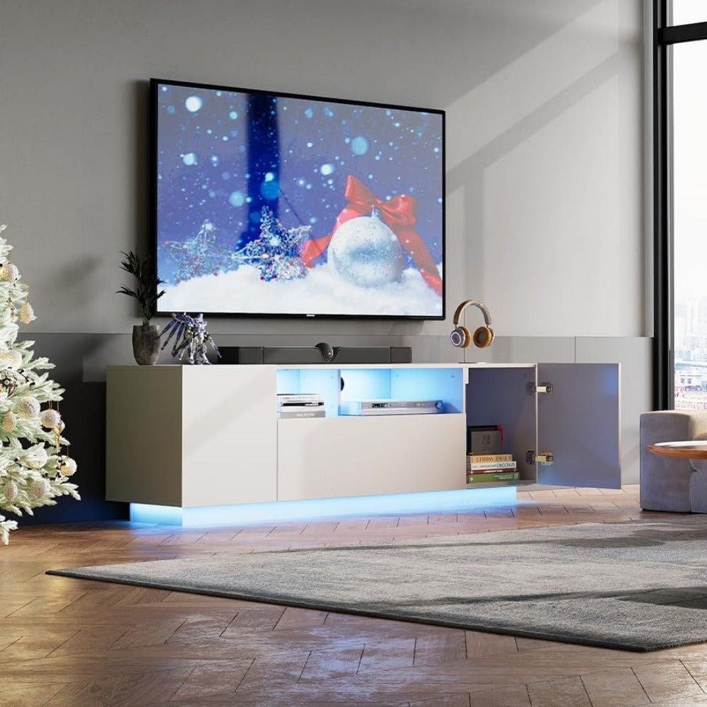 TV Stand For 65 Inch TV, Modern Entertainment Center With LED Light, 58\