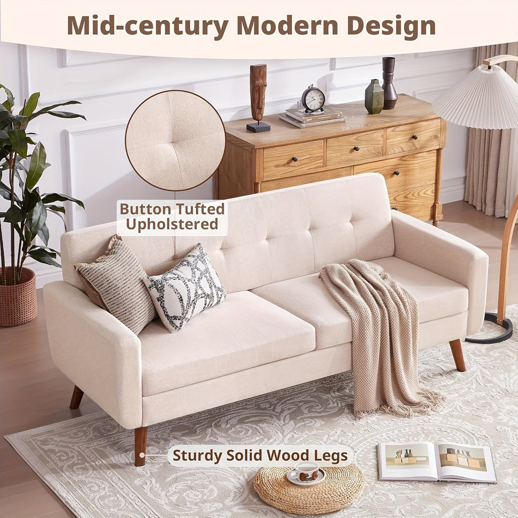 77in Mid-Century Modern Sectional Sofa with Recliner - Gray Button-Tufted L-Shaped or Straight Couples Couch