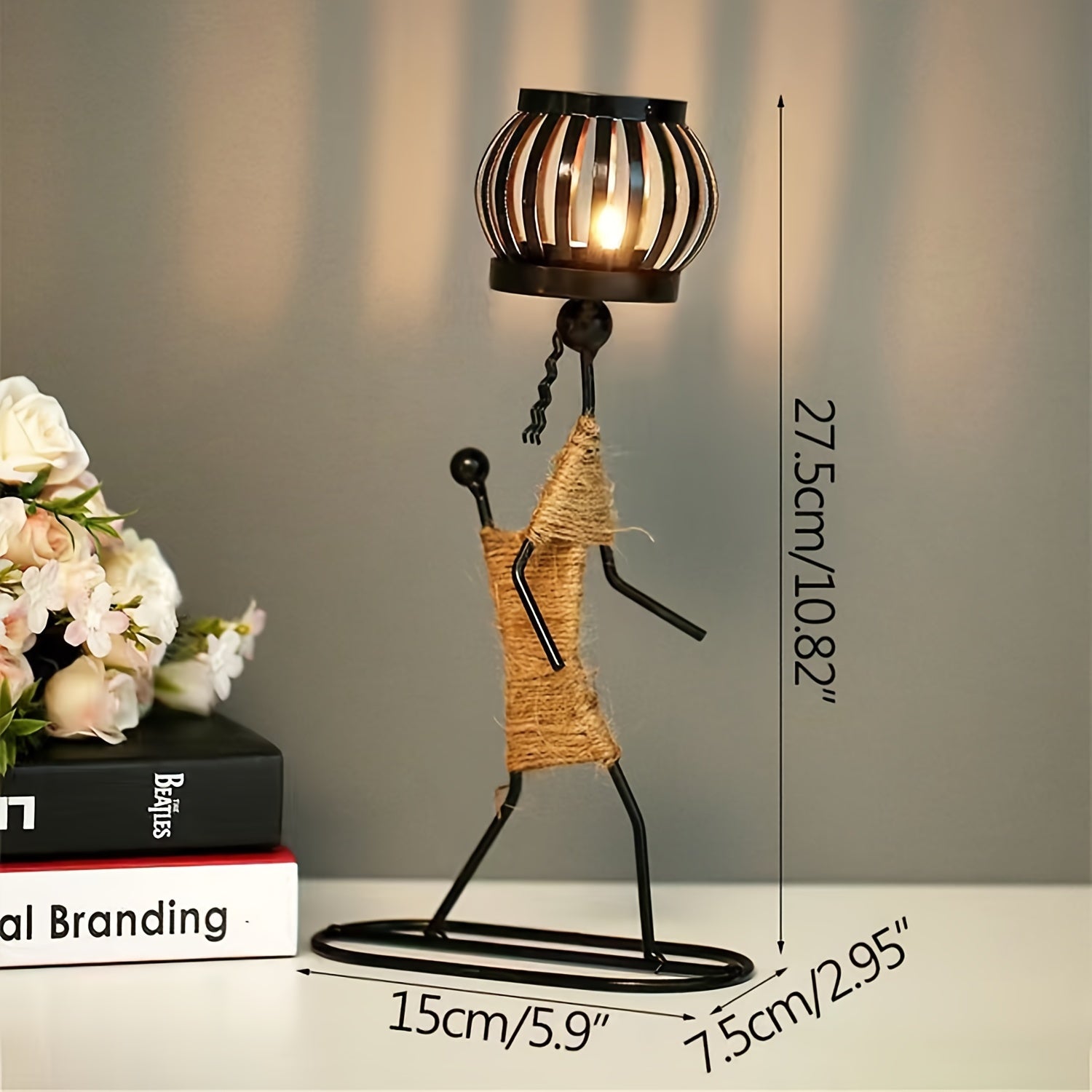 1pc Metal Shaped Candle Holder With A Lady Character Design, Christmas Decoration