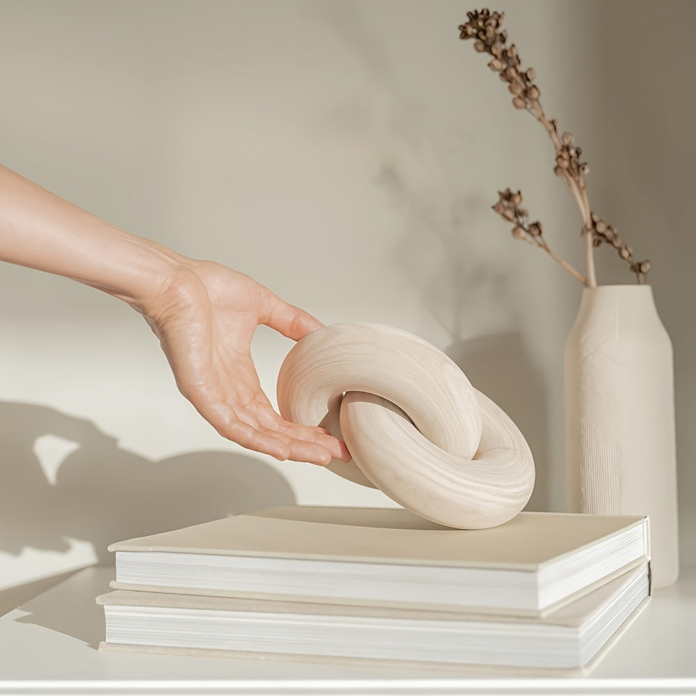 2-Link Wood Chain 2-Link Hand-Carved Wood Chain Link Decor | Boho Rustic Farmhouse Ornament