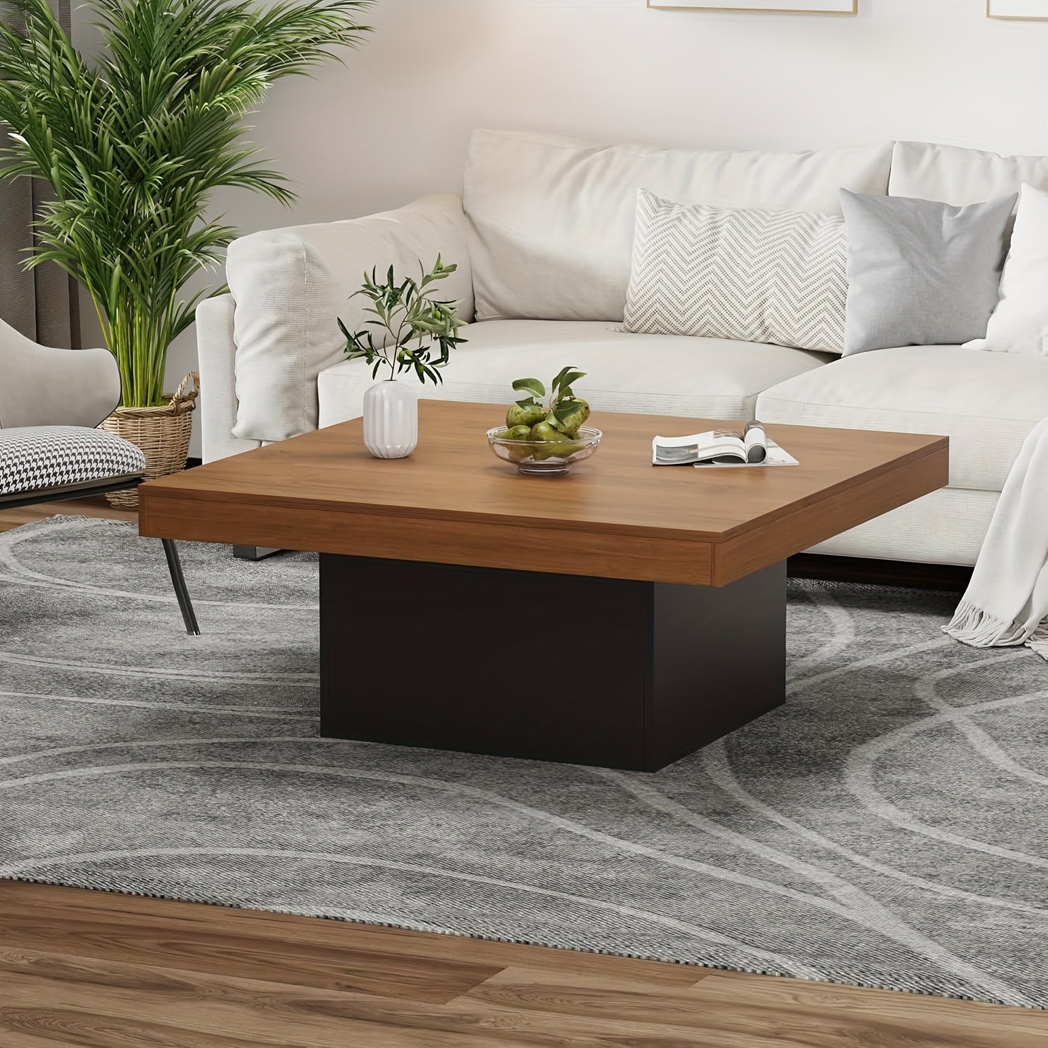 Square Coffee Table, 35 Inch Living Room Tables, Modern Coffee Tables, Cocktail Table for Home Office