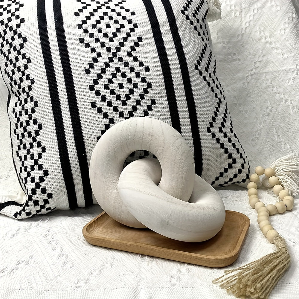 2-Link Wood Chain 2-Link Hand-Carved Wood Chain Link Decor | Boho Rustic Farmhouse Ornament