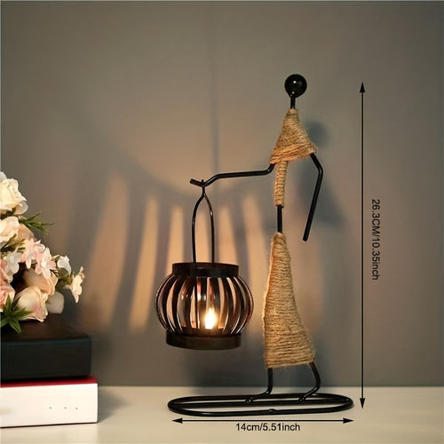 1pc Metal Shaped Candle Holder With A Lady Character Design, Christmas Decoration