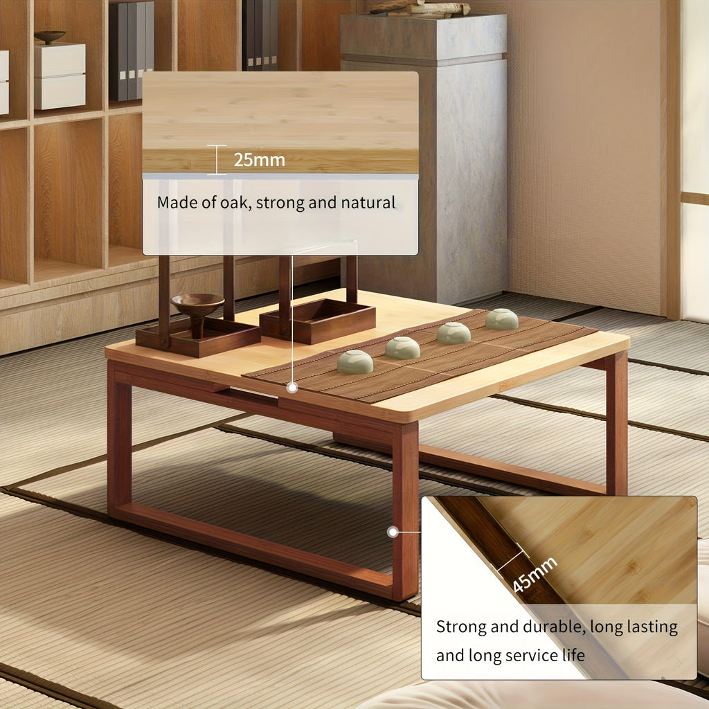 SOGES Compact Foldable Coffee Table, Wooden Low Table for Floor Seating, Bamboo Floor Desk