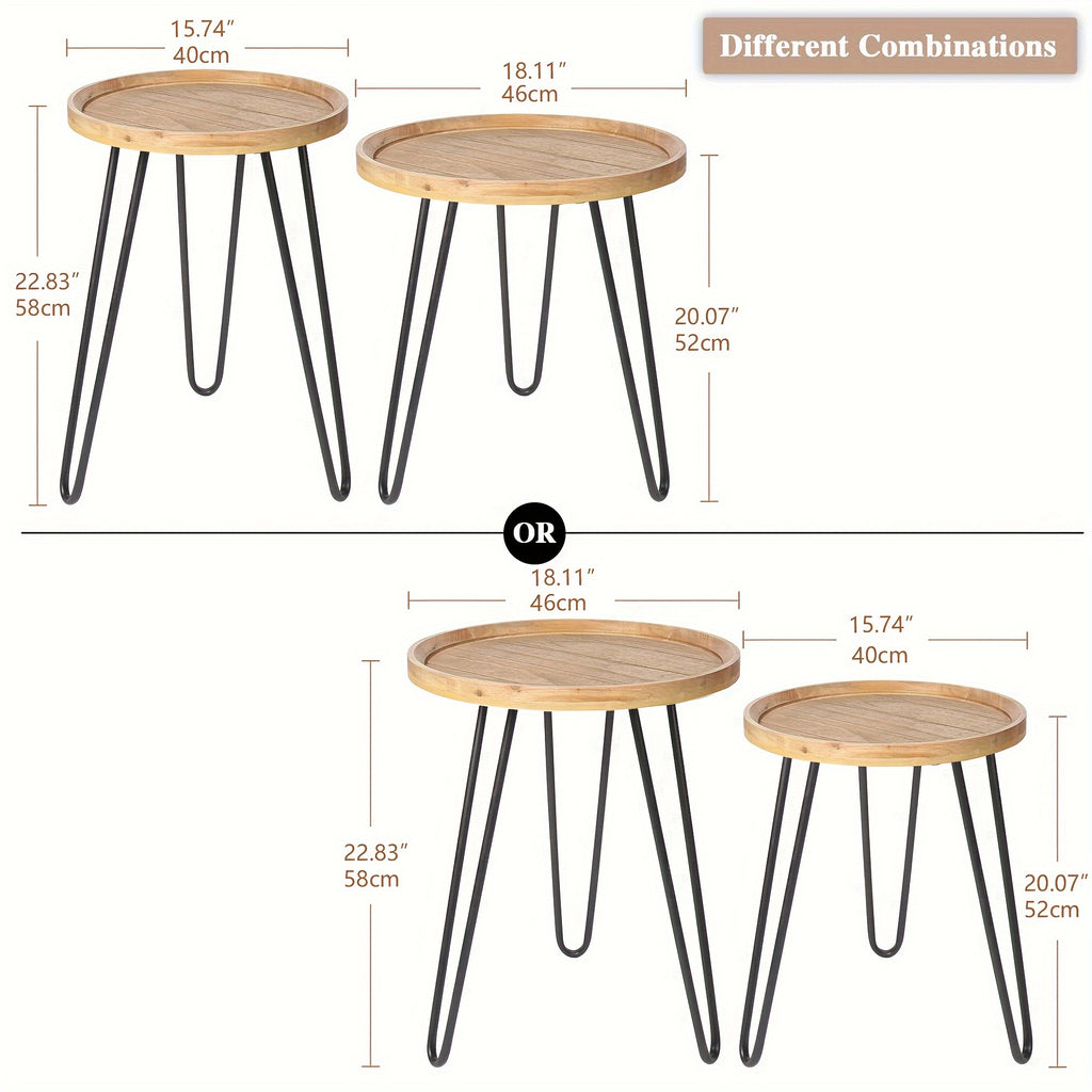 Oakrain Nesting Tables For Living Room, Round Nesting Coffee Table