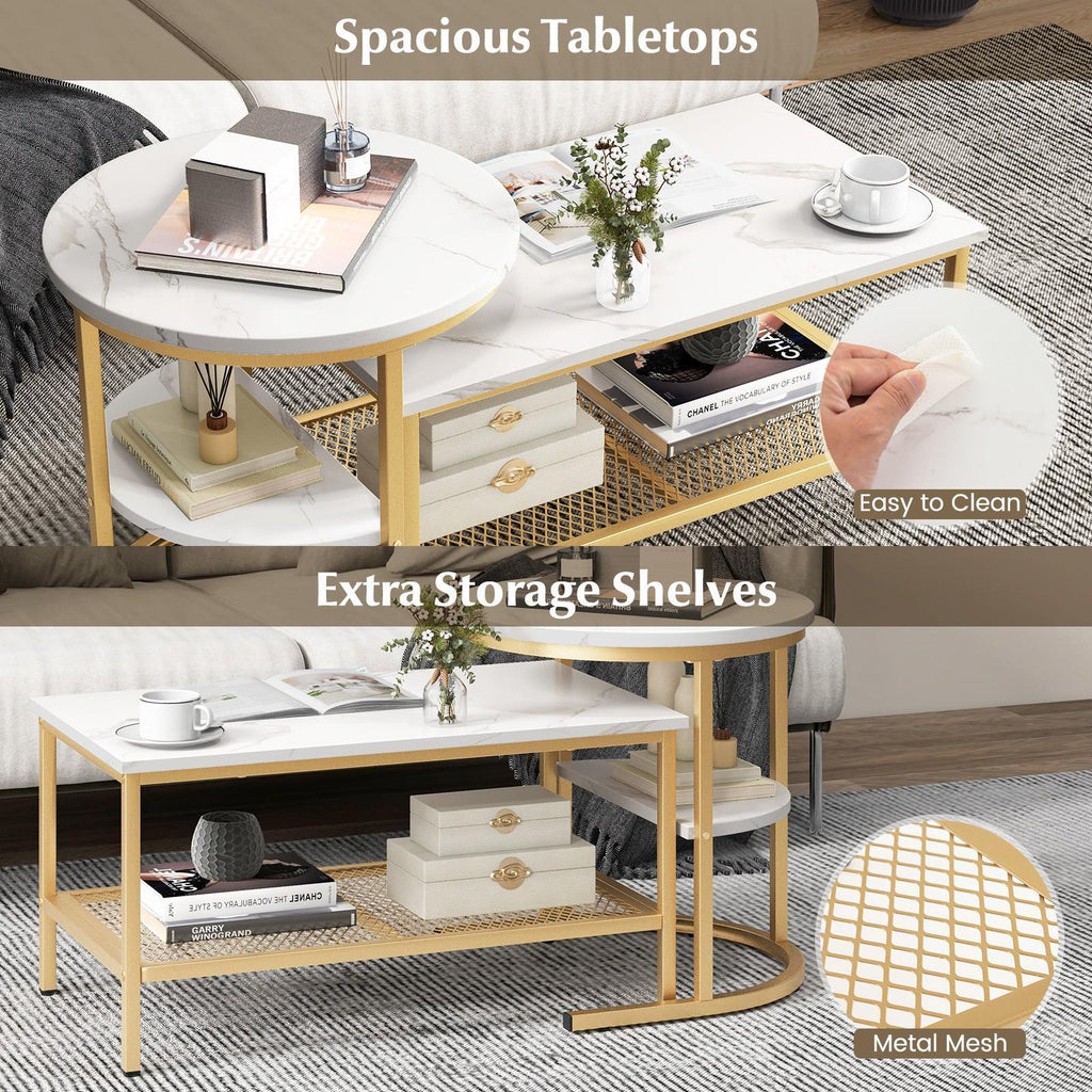 PETSITE Nesting Coffee Table Set of 2, 2-in-1 Detachable Table Set