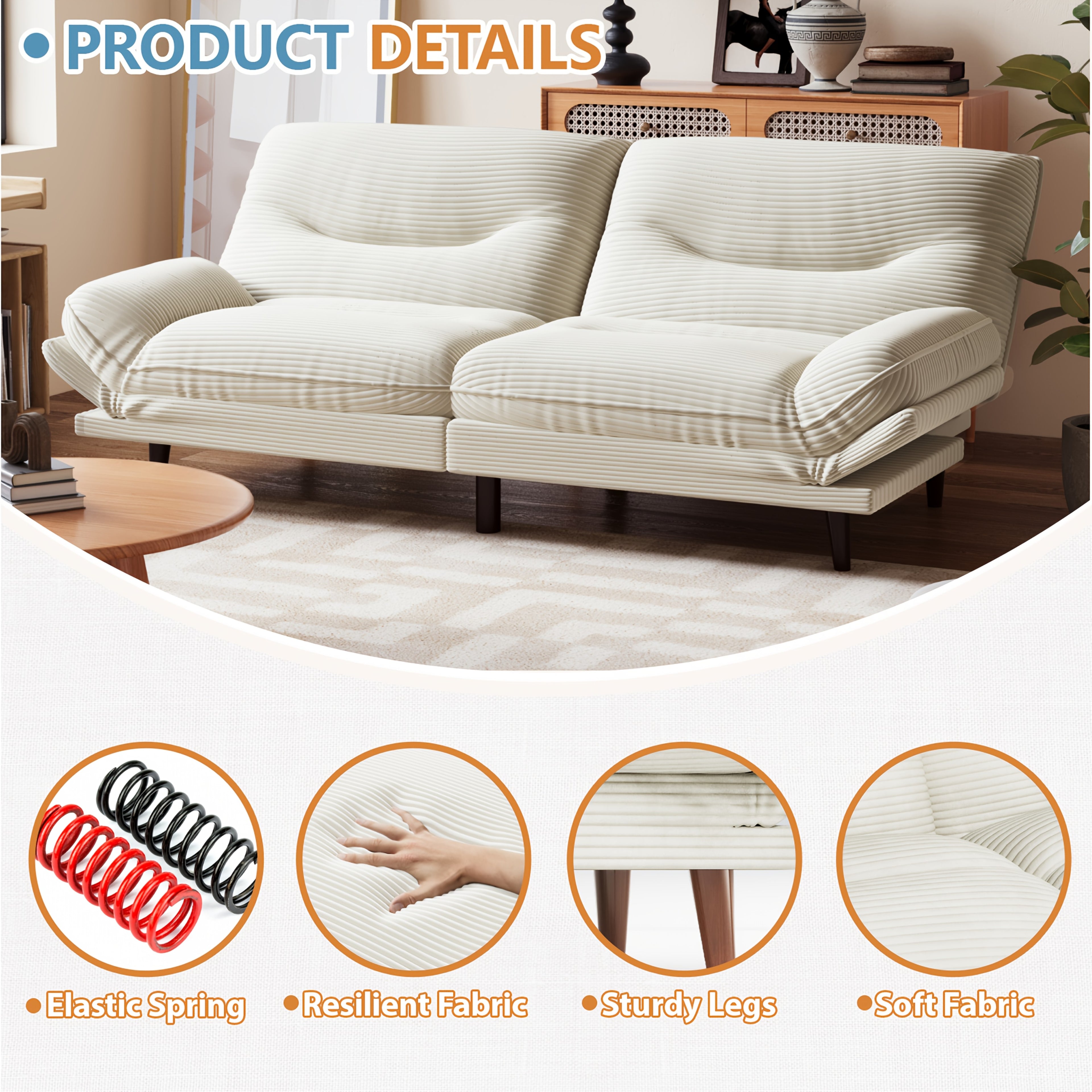 Futon Sofa Multifunctional Folding Sofa Bed With Adjustable Backrest Suitable For Small Home Spaces