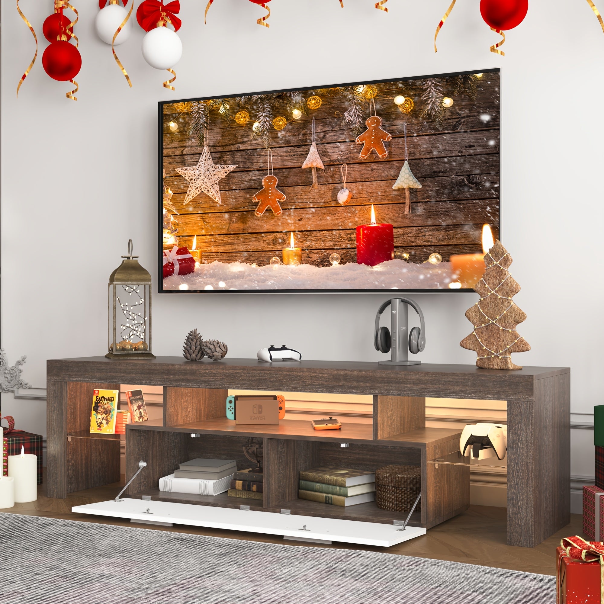 Farmhouse LED TV Stand for 50\u002F55\u002F65\u002F70\u002F75\