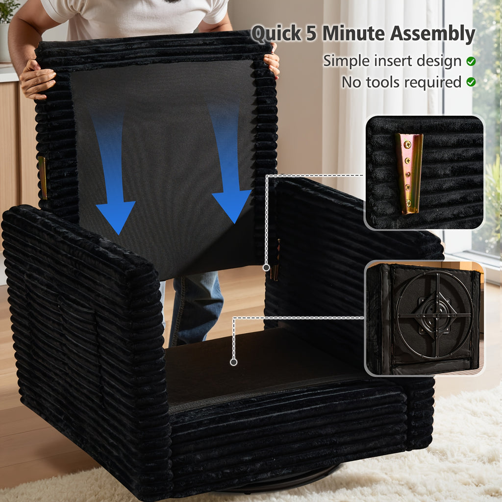 Living Room Sectional Sofa for Large Space, Deep Seat Modular Couch with A Single Rocking Sofa Chair