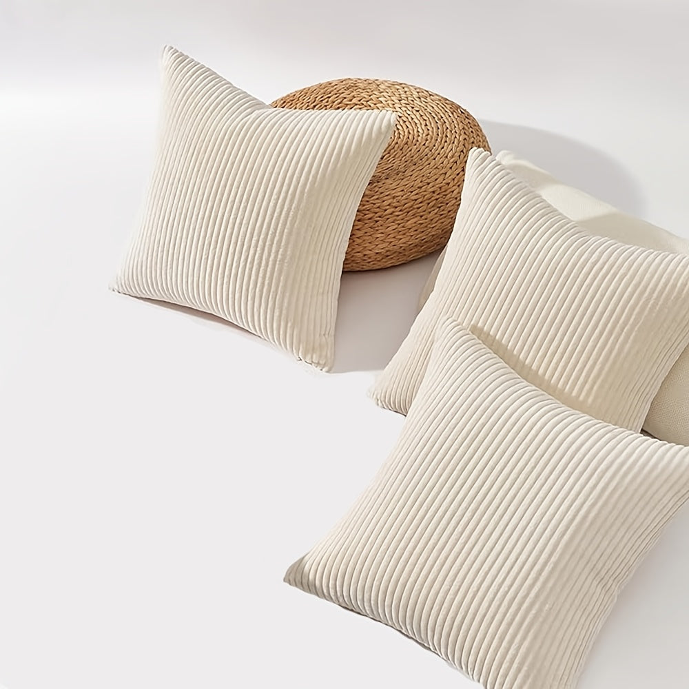 3pcs Bocwre Soft Velvet Bohemian Striped Pillow Covers - Double-Sided Reversible Decorative Cushion Covers with Zipper Closure