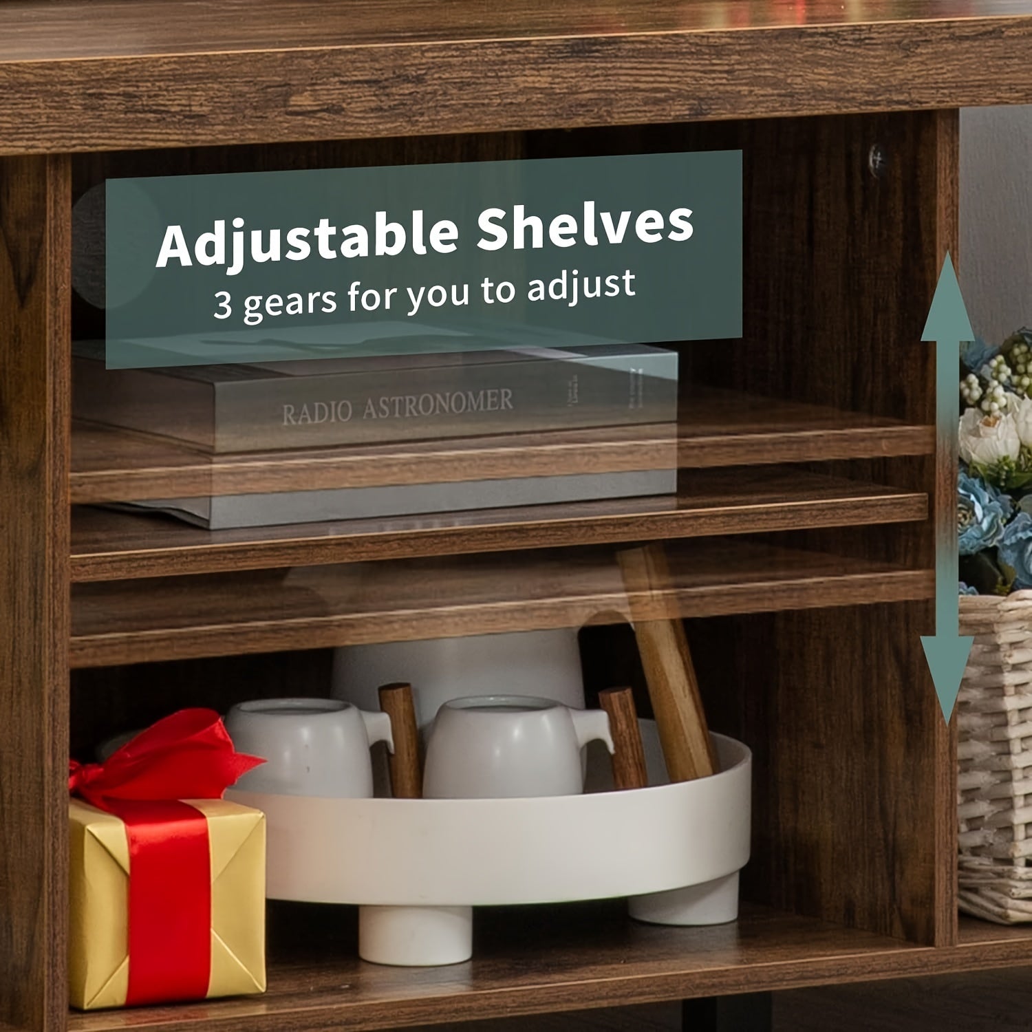 TV Stand For TV Up To 55 Inches, TV Cabinet With Open Storage