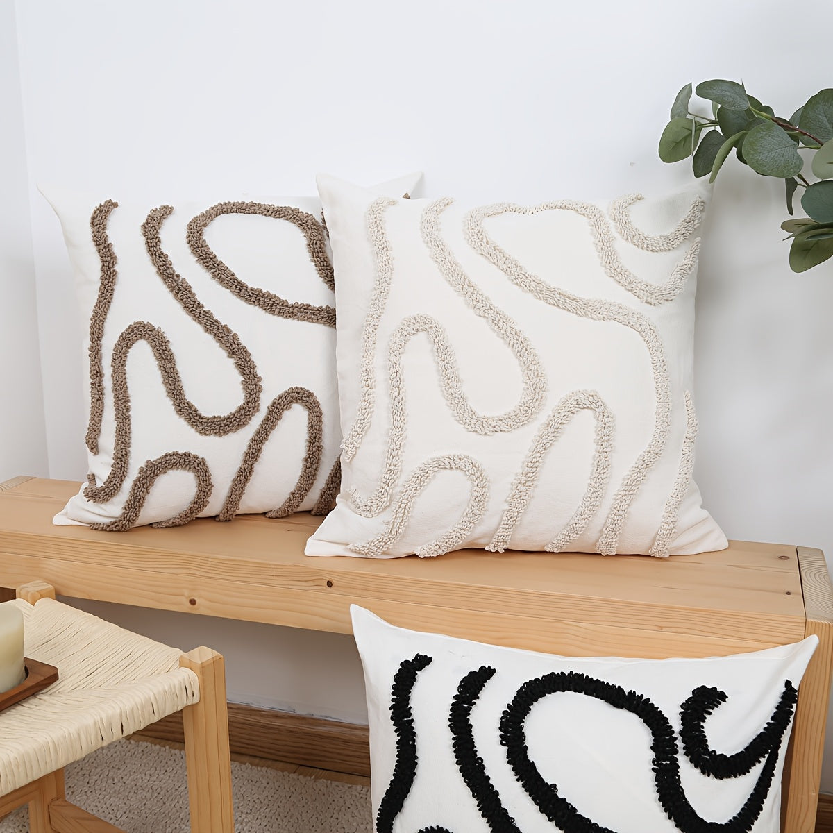 Boho Throw Pillow Covers Decorative Pillow Cases Embroidery Geometric Pattern Cushion Covers