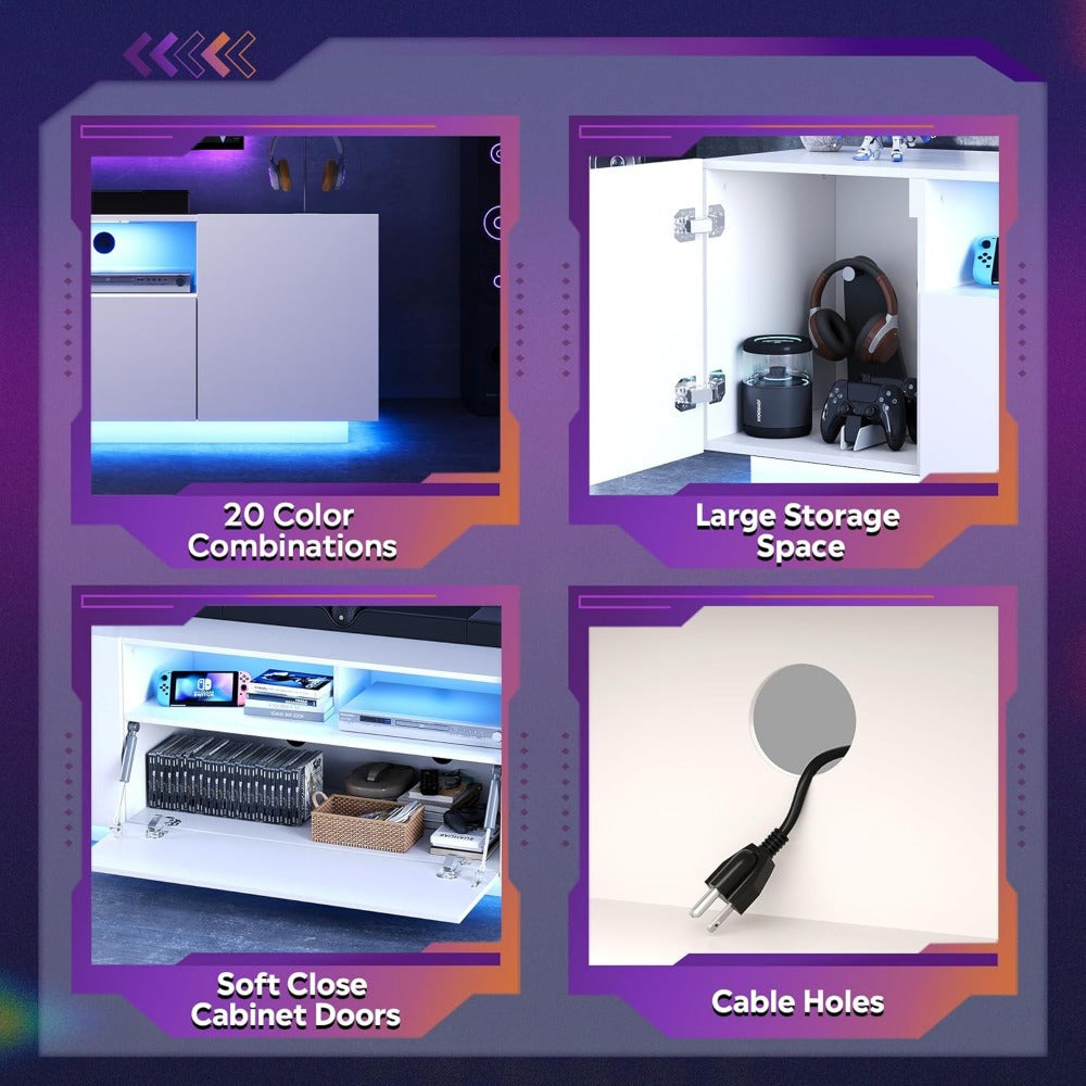 TV Stand For 65 Inch TV, Modern Entertainment Center With LED Light, 58\