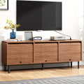 Walnut TV Stand Mid-Century Modern Walnut TV Stand - 59 Inch Entertainment Center with Power Outlet