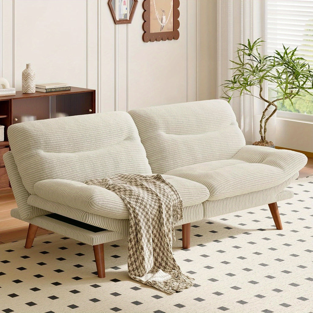 66-75Inch Futon Sofa Bed with Adjustable Backrest Armrests, Convertible Futon Sofa Couch for Small Spaces