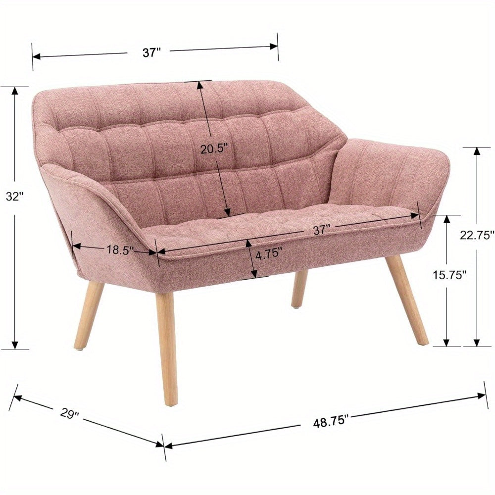 1pc Guyou Small Loveseat for Bedroom 2-Seat Mini Sofa Couch with Wingback
